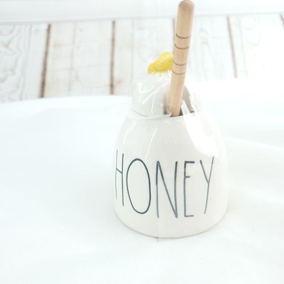 Rae Dunn By Magenta Artisan Collection White Ceramic Farmhouse Honey Pot - Picture 1 of 10